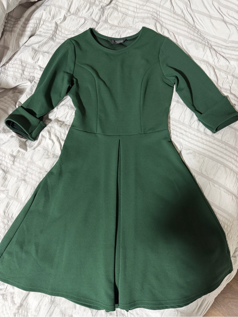 JANE NORMAN Women's Forest Green Fit-and-Flare Dress Size UK 8 - EU 34